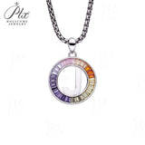 Zircon 925 Sterling Silver Rainbow Coloured Alphabet Necklace Commuting Daily Wear