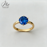 Customize Ring 6 Prongs Round Lab Grown Ruby Sapphire Columbia 925 Sterling Silver Wedding Engagement Band Charms Hypoallergenic