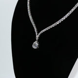 Elegant 925 Sterling Silver Crystal Necklace with Pear/Emerald/Round/Radiant Pendant Luxury Sparkling Jewelry for Weddings Parties and Special Events
