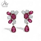 925 Sterling Silver Earrings Pear Cut Lab Grown Ruby Moissanite Earrings Unique Fine Jewelry For Women Men Party Gifts Charms