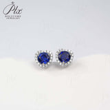 Lab Grown Gemstone Earrings Round/Heart/Heart/Pear Cuts Ruby/Sapphire 925 Silver Hypoallergenic Factory Direct Sales