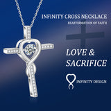 Moissanite Necklace 1CT 6.5mm Heart-Cross Pendant 925 Sterling Silver Women Wedding/Anniversary Special Gift Fine Jewelry Charms