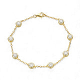 Moissanite Bracelet with 2.4CT D White/Black/Vivid Blue/Green Round Moissanite 925 Silver Plated Gold Women Man Party Gift Daily