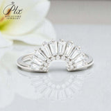 Sector Finger Ring with D Color Tifang-shaped Moissanite 10k 14k 18K Gold Plated 925 Silver for Daily Party Fine Jewely Gift