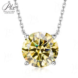 Necklace Moissanite 4-Prongs Pendant Multicolor Round 6.5mm Multicolor Gemstone Jewelry Women Birthday Engagement Gift Charms