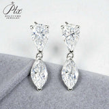 Moissanite Earrings with 4CT Multicolor Pear Marquise Cut Moissanite 925 Silver Ear Stud for Woman Fashion Daily Christmas Jewely