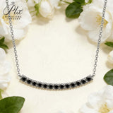 Bar Necklace 0.9CT Round D Color/Black/Champagne/Vivid Blue Moissanite S925 Plated Chain for Anniversary Chrisrmas Gift Daily