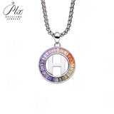 Zircon 925 Sterling Silver Rainbow Coloured Alphabet Necklace Commuting Daily Wear