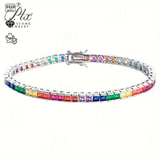 High-Quality Colored 5A Cubic Zirconia Square Chain Stylish Fine Jewelry Bracelet for Women Exquisite Accessory Gift for Her