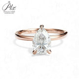 Moissanite Ring with 2CT D Color VVS1 Pear Moissanite S925 10k 14k 18k Plated White Yellow Rose Gold Daily Charm Party Jewely