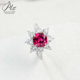 Customize Ring Cushion Cut Lab Grown Ruby Sapphire Columbia 925 Silver No Fade Hypoallergenic Anniversary Gifts Party Banquet