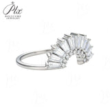 Sector Finger Ring with D Color Tifang-shaped Moissanite 10k 14k 18K Gold Plated 925 Silver for Daily Party Fine Jewely Gift