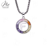 Zircon 925 Sterling Silver Rainbow Coloured Alphabet Necklace Commuting Daily Wear