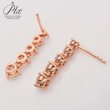 Moissanite Earrings Tassel Pendant Ear Stud Piercing  Ten Stones Round Shape 925 Sterling Silver Top Quality Wedding Jewelry