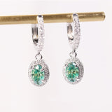 Total 4ct Green Oval Moissanite Drop Earrings with Certificate Passed Diamond Test Women 's Jewelry Christmas Gift S925 Silver