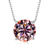 Necklace Moissanite 4-Prongs Pendant Multicolor Round 6.5mm Multicolor Gemstone Jewelry Women Birthday Engagement Gift Charms