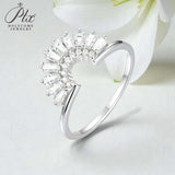 Sector Finger Ring with D Color Tifang-shaped Moissanite 10k 14k 18K Gold Plated 925 Silver for Daily Party Fine Jewely Gift