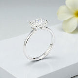 2ct Radiant Moissanite Ring High-Flash Center Stone Classic Minimalist Style Wedding Engagement Band Gift for Her