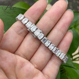 4*6mm Emerald Cut Moissanite Bracelets For Women Man S925 Silver Lab Diamond Bracelet Wedding Party Fine Jewelry
