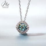 Moissanite Square-shaped Necklace Pendant Multicolor S925 Sterling Silver Gemstone Jewelry Women Wedding Anniversary Gift Party