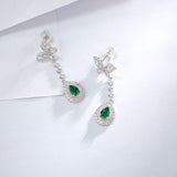 4X6mm Lab Grown Gemstone Earrings Ruby Sapphire Colombia S925 Butterfly Long Earring for Women Fashionable Christmas Party Daily