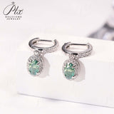 Total 4ct Green Oval Moissanite Drop Earrings with Certificate Passed Diamond Test Women 's Jewelry Christmas Gift S925 Silver