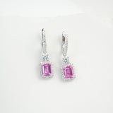 Emerald Cut 2.7-4CT Custom Earrings for Women Lab Grown Gemstones Ruby/Sapphire/Padparadscha Hypoallergenic Christmas Gift