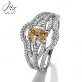 Vintage Hollow Out Champagne Moissanite Ring Women Only Gifts For Festivals And Anniversaries