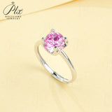 Gemstones Ring Round Shape Lab Grown Sapphire Padparadscha 925 Silver Proposal Wedding Band Hypoallergenic Anniversary Gift