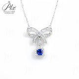 Lab-Grown Ruby and Sapphire Necklace 925 Sterling Silver Vibrant Cushion-Cut Pendant Stackable Exquisite Jewelry for Women