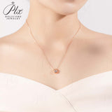 Round Moissanite Bezel Setting White/Rose Gold Necklace Women Only Gifts For Festivals And Anniversaries