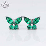 925 Sterling Silver Moissanite Lab Grown Gemstone Marquise Round Butterfly Stud Earrings Banquet Gift
