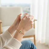 Heart Bracelet with 2mm Round Moissanite Diamond 925 Silver Plated White Yellow Gold Women's Daily Fishion Jewely Gift Favorite