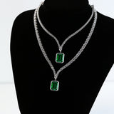Elegant 925 Sterling Silver Crystal Necklace with Pear/Emerald/Round/Radiant Pendant Luxury Sparkling Jewelry for Weddings Parties and Special Events