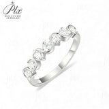 Diamond Eternity Ring with 0.7CT D Color Round Moissanite 10k 14k 18K Gold Plated 925 Silver for Women Wedding Engagement Jewely