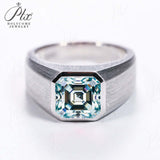 Moissanite Lab Grown Gemstone Ring Asscher Cut Moissanite Ruby Sapphire Colombian S925 Woman Man Anniversary Party Daily Charms