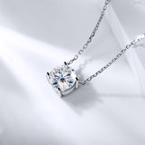 Necklace Moissanite 4-Prongs Pendant Multicolor Round 6.5mm Multicolor Gemstone Jewelry Women Birthday Engagement Gift Charms