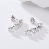 Moissanite Earrings Tassel Pendant Ear Stud Piercing  Ten Stones Round Shape 925 Sterling Silver Top Quality Wedding Jewelry