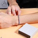 3/4mm Round Moissanite Tennis Bracelet D-Color/Light Pink/Light Purple S925 Silver Exquisite Jewelry Anniversary Gift