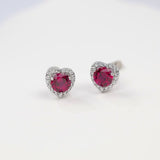 Lab Grown Gemstone Earrings Round/Heart/Heart/Pear Cuts Ruby/Sapphire 925 Silver Hypoallergenic Factory Direct Sales
