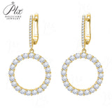 Hoop Earrings 2.6CT D White/Black/Champagne/Vivid blue Round Moissanite S925 Silver Plated for Fishion Party Gift Hypoallergenic