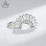 Sector Finger Ring with D Color Tifang-shaped Moissanite 10k 14k 18K Gold Plated 925 Silver for Daily Party Fine Jewely Gift