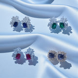 Moissanite Multi-diamond Colored Gemstone Earrings Emerald or Sugar Tower Design Ruby Sapphire Colombia Padparadscha Favorite