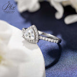 Trillion Cut 1CT 925 Sterling Silver Half-Eternity Halo Moissanite Ring Women Only Gifts For Festivals And Anniversaries