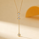 Classic Bubble Necklace D Color Round Moissanite Diamond S925 Silver Plated Dainty Chain for Enegament Party Daily Perfect Gift