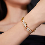 Single Row Double Row Triple Row Moissanite Cuban Link Bracelet 925 Silver Round Cut D Color Suitable for Women Man  Engagement