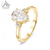 Pear Cut Moissanite Engagement Ring in 10K/14K/18K Gold Classic Solitaire Promise Ring Perfect Wedding Anniversary Gift
