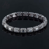 Celestial Emerald Cut Halo Tennis Bracelet Gifts For Festivals And Anniversaries
