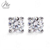 Classic 4 Prongs Setting Round Cut Moissanite Stud Earrings Women Only Gifts For Festivals And Anniversaries