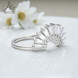 Sector Finger Ring with D Color Tifang-shaped Moissanite 10k 14k 18K Gold Plated 925 Silver for Daily Party Fine Jewely Gift